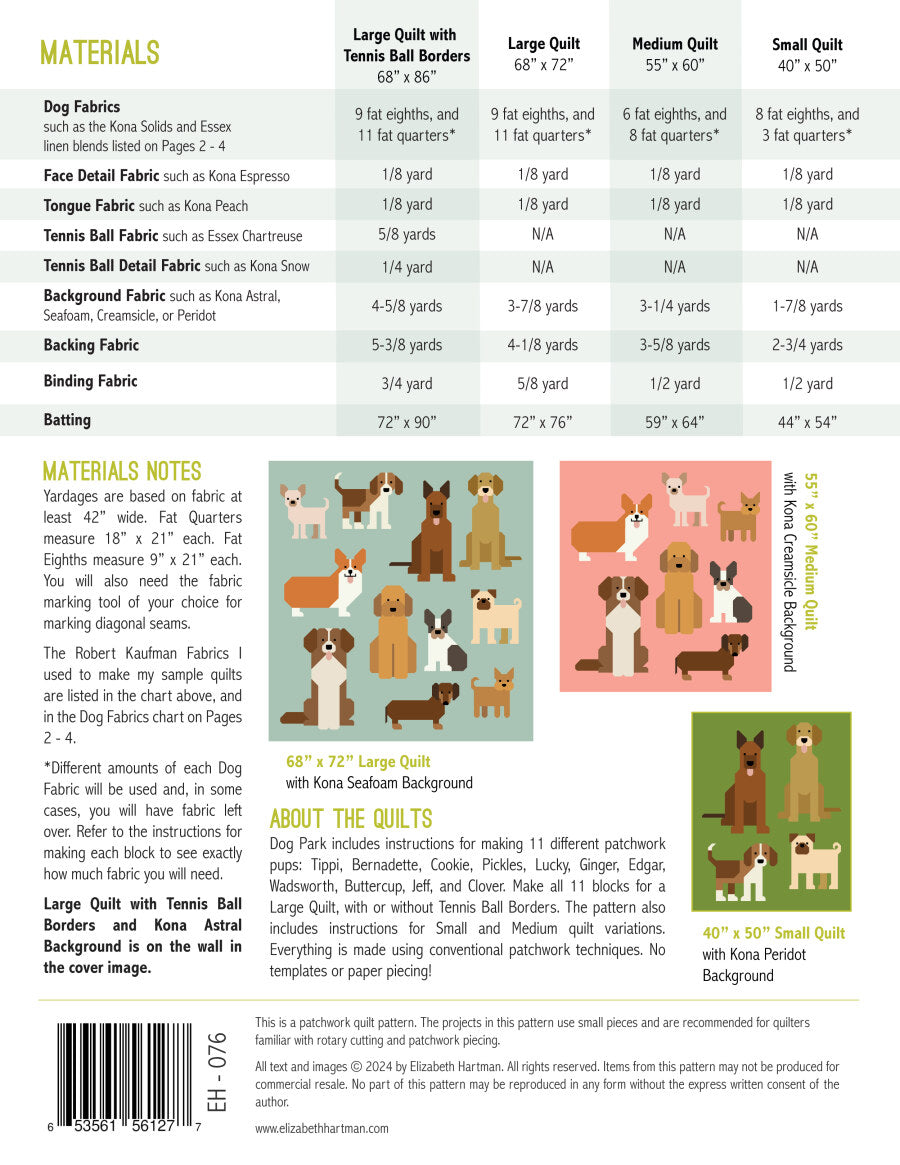 Dog Park quilt pattern by Elizabeth Hartman