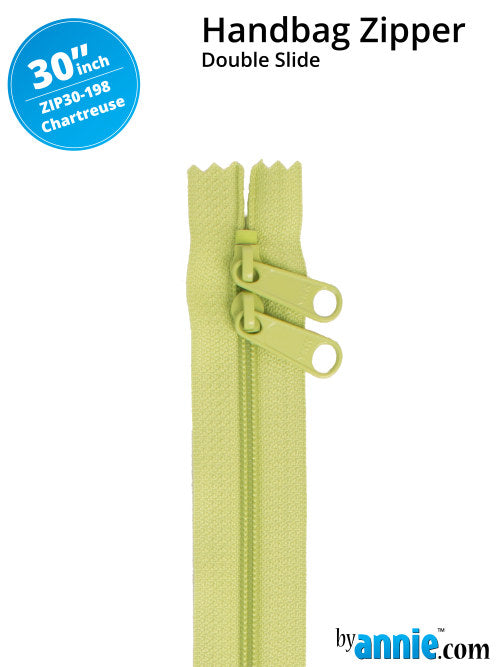 By Annie double slide bag zipper 30 inches - chartreuse
