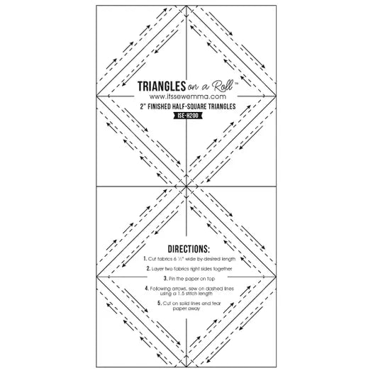 2 inch finished size Triangles on a roll - half square triangles