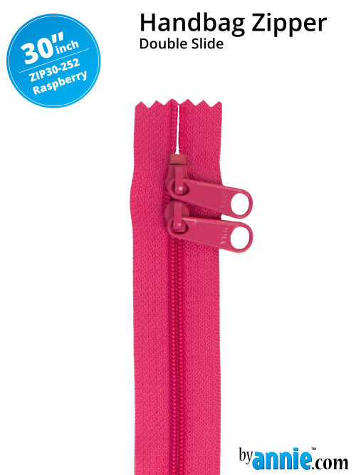By Annie double slide bag zipper 30 inches - raspberry