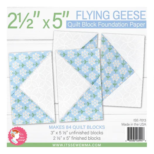 2.5" x 5" Flying Geese Quilt Block Foundation Paper