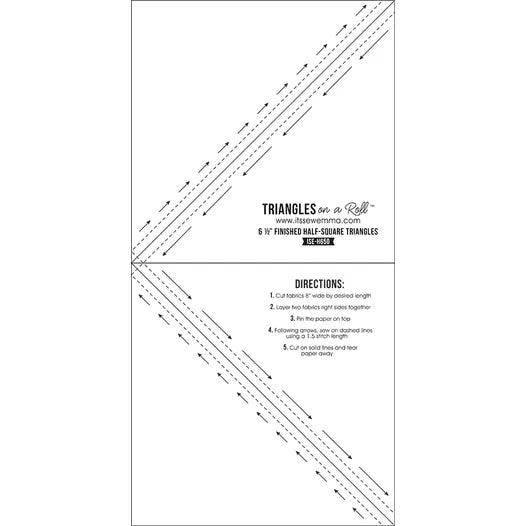 6.5 inch finished size Triangles on a roll - half square triangles
