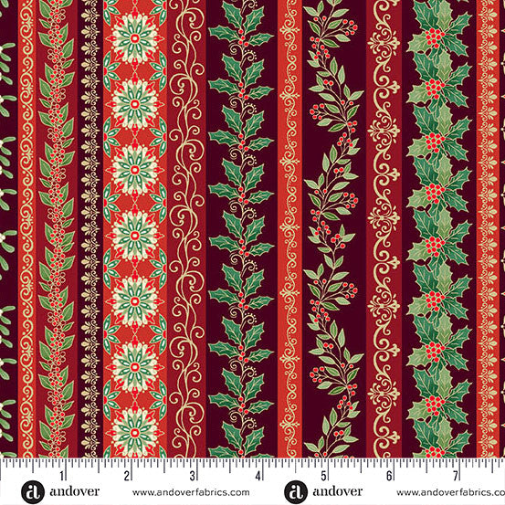 Adorn - garland stripe burgundy 218-R9