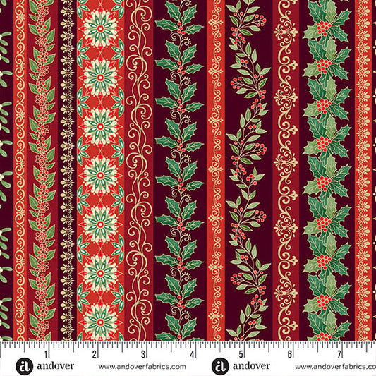 Adorn - garland stripe burgundy 218-R9