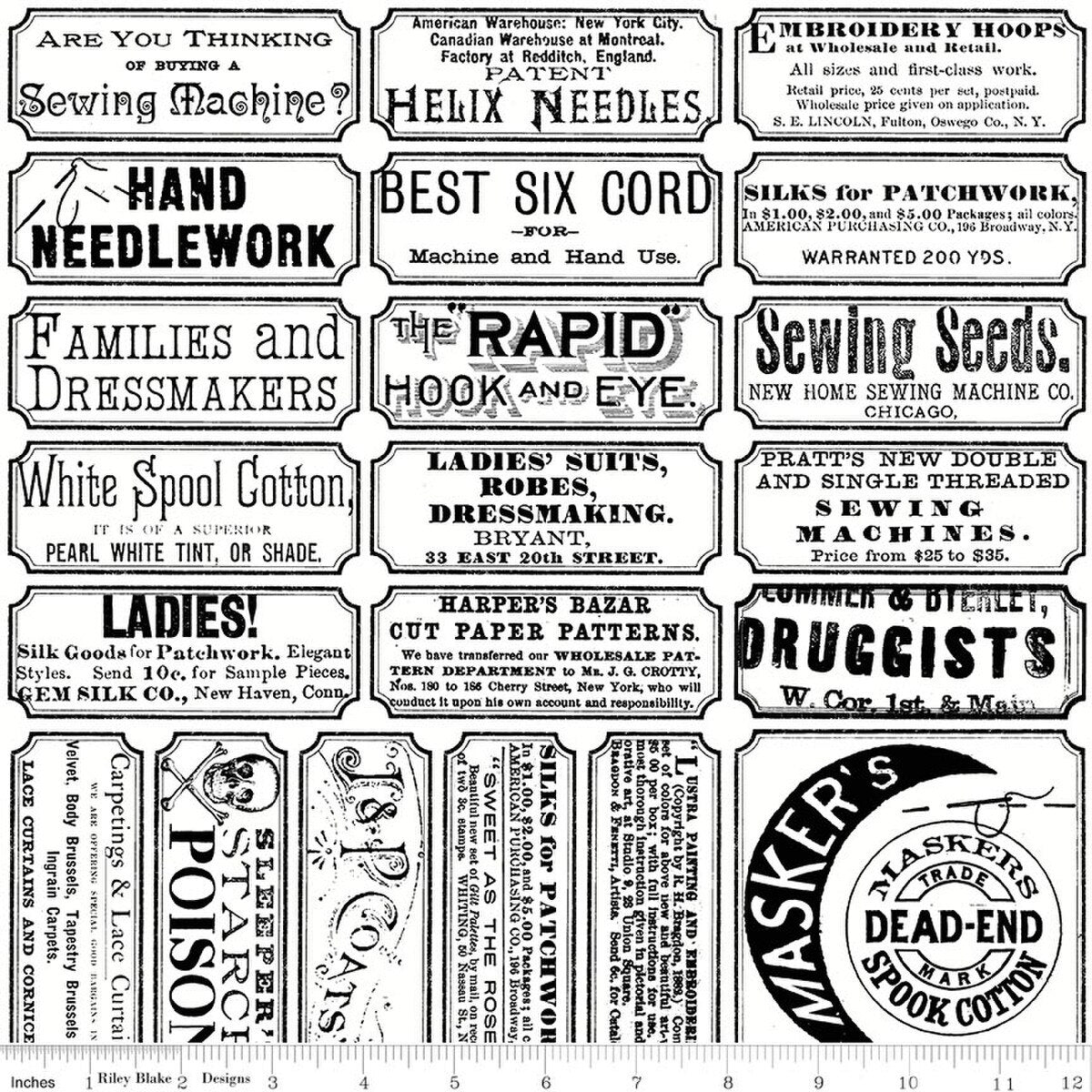 Scary Scraps - sew labels on white