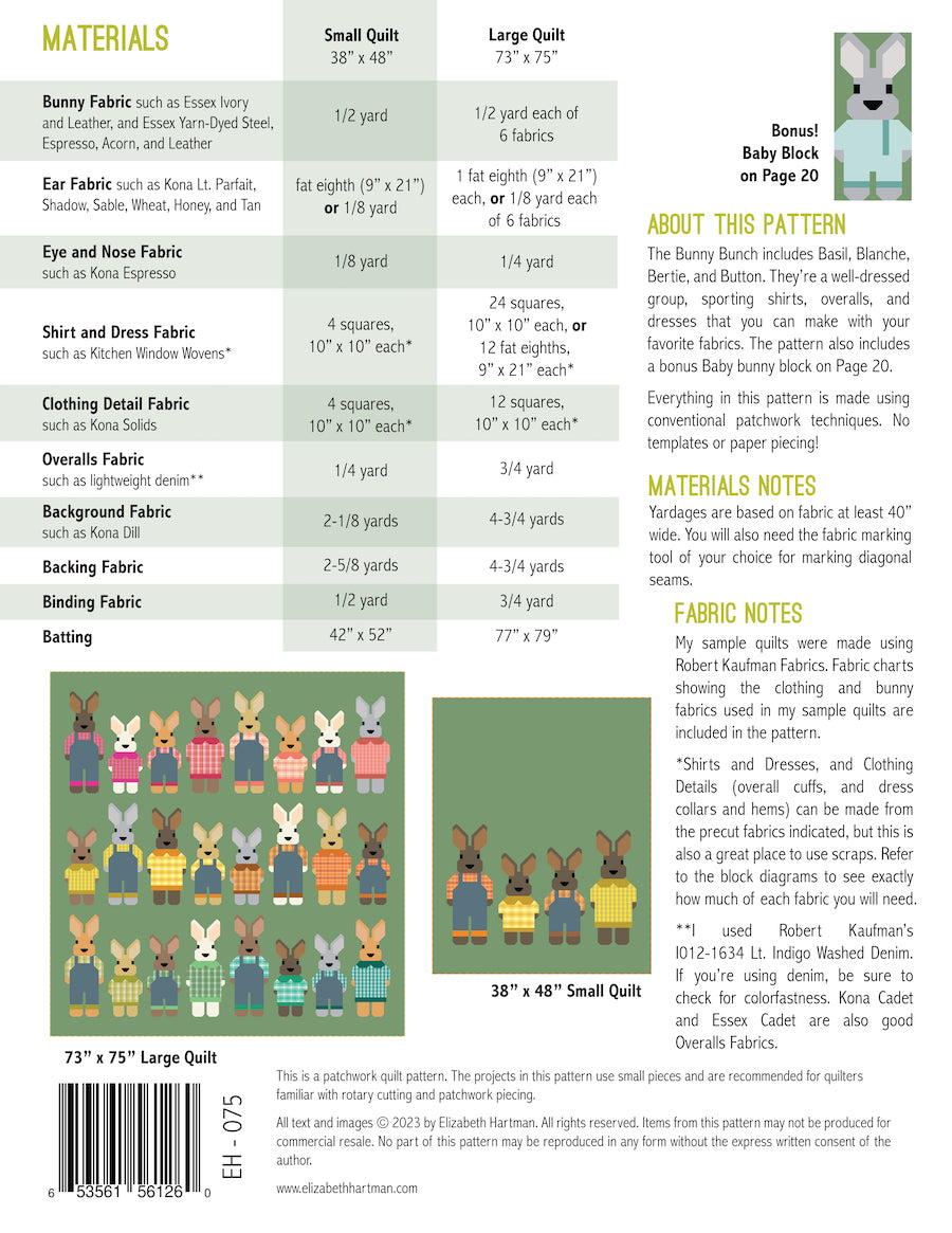 Bunny Bunch quilt pattern -Elizabeth Hartman