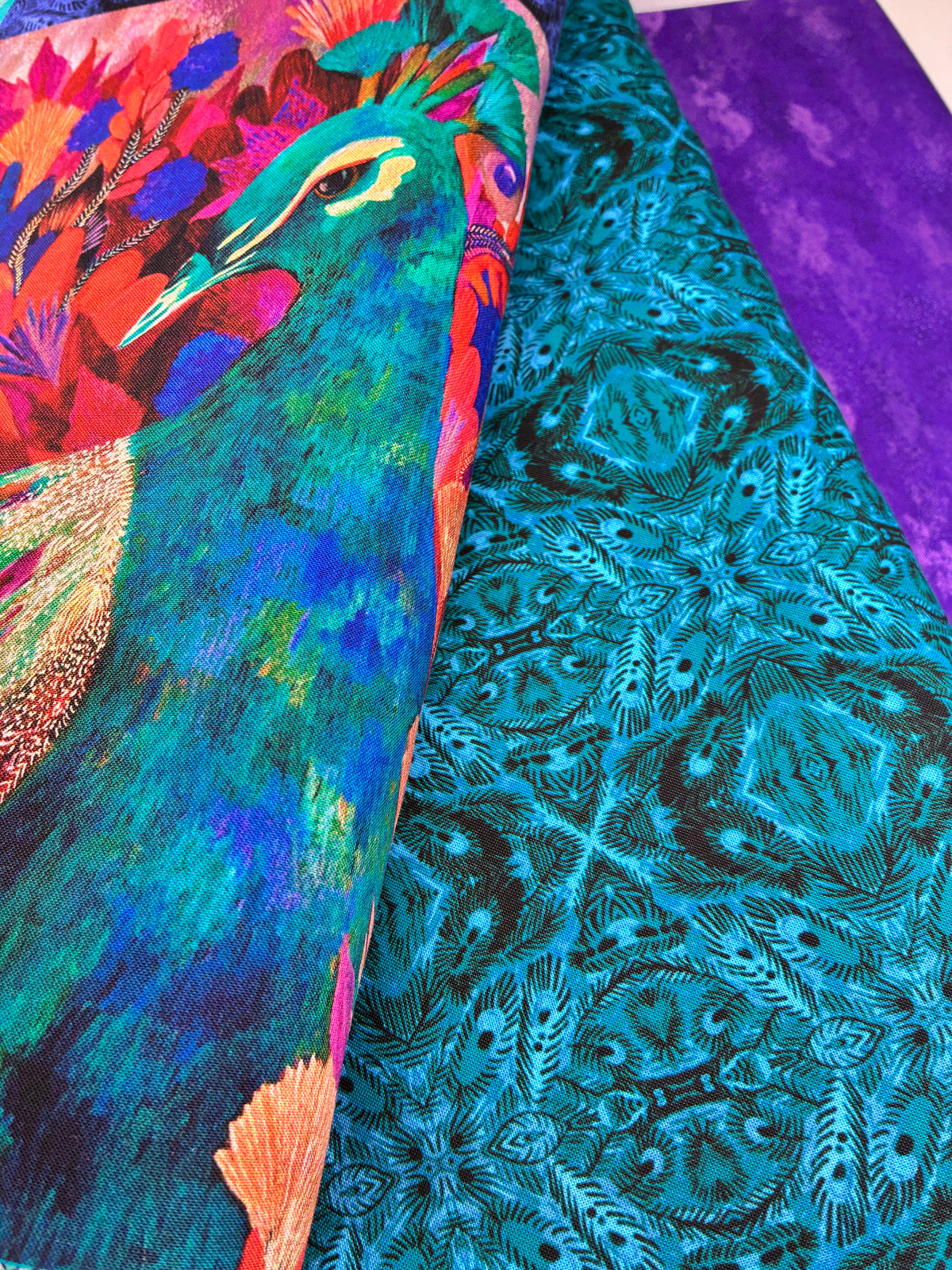 Affinity - peacock panel and 2 half metres