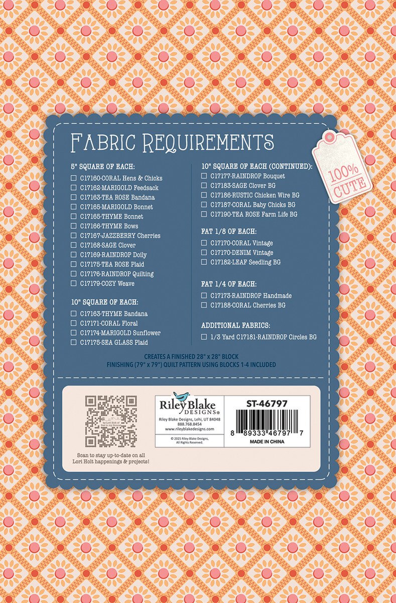 Lori Holt Quilt Seeds - Farmer's Daughter - Spring Barn