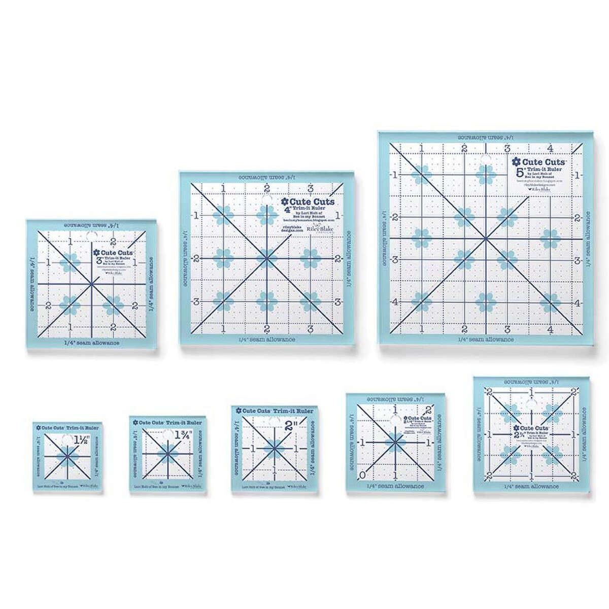 Lori Holt Cute Cuts Trim it Ruler set In-Between sizes set of 8