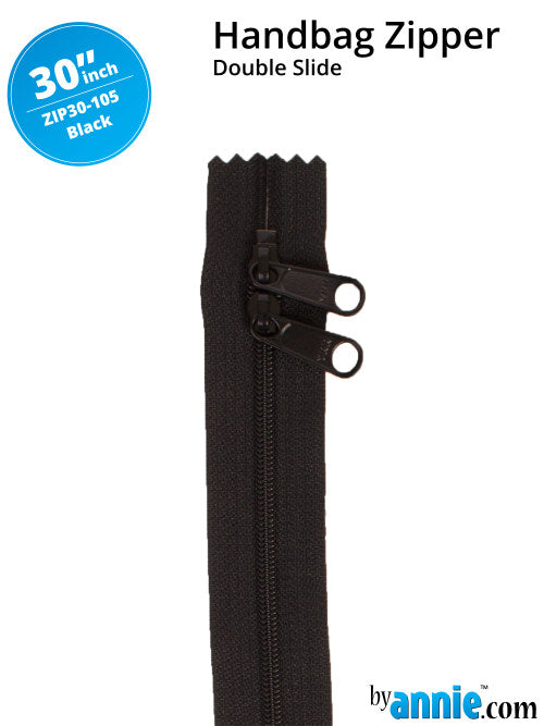 By Annie double slide bag zipper 30 inches - black
