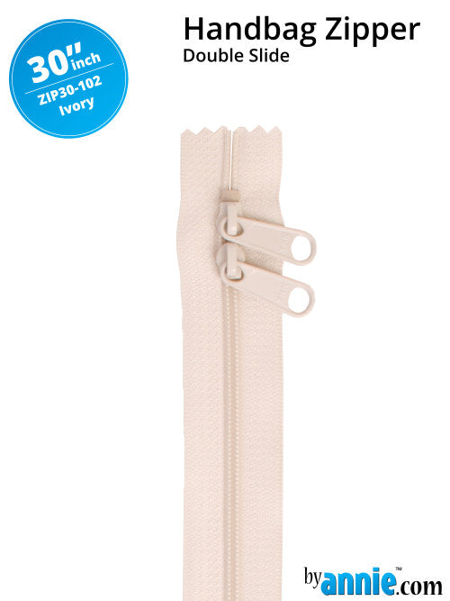By Annie double slide bag zipper 30 inches - ivory