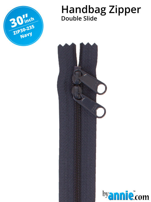 By Annie double slide bag zipper 30 inches - navy