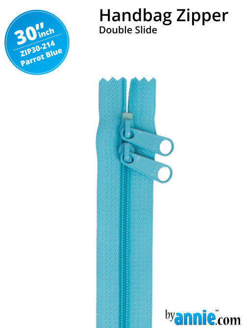 By Annie double slide bag zipper 30 inches - parrot blue
