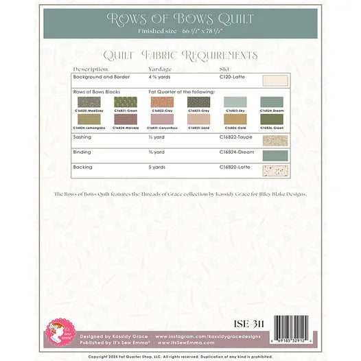 Rows of Bows quilt pattern - Kassidy Grace