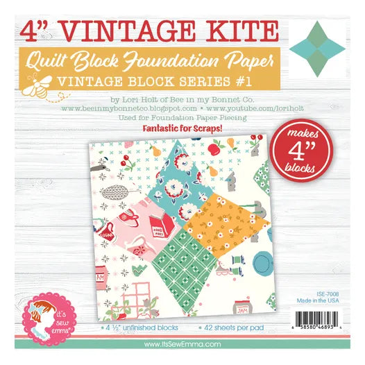 4" Vintage Kite Quilt Block Foundation Paper